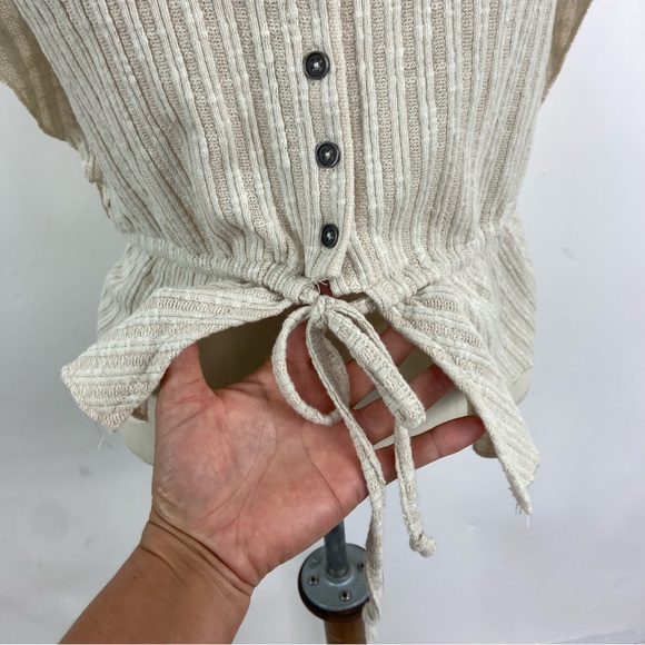 Others Follow cute ruffle cream stripe crop top tank top. Size small - Picture 2 of 8